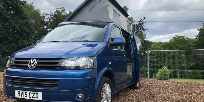 Volkswagen camping van for hire.